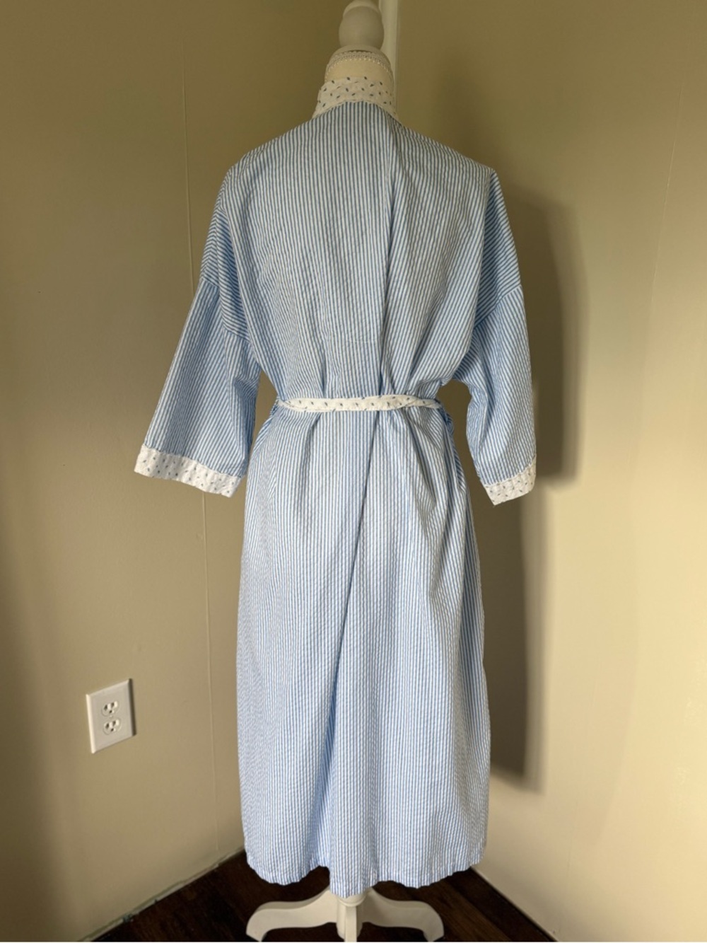 Vintage Cottagecore Robe Light Blue Floral Cotton Blend Floral Blueberries - Picture 5 of 15